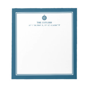 Nautical Theme Compass, Blue,  Personalised Notepad