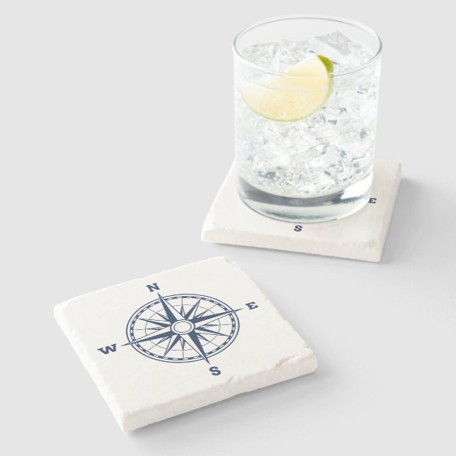Nautical Theme Compass Stone Coaster (Side)