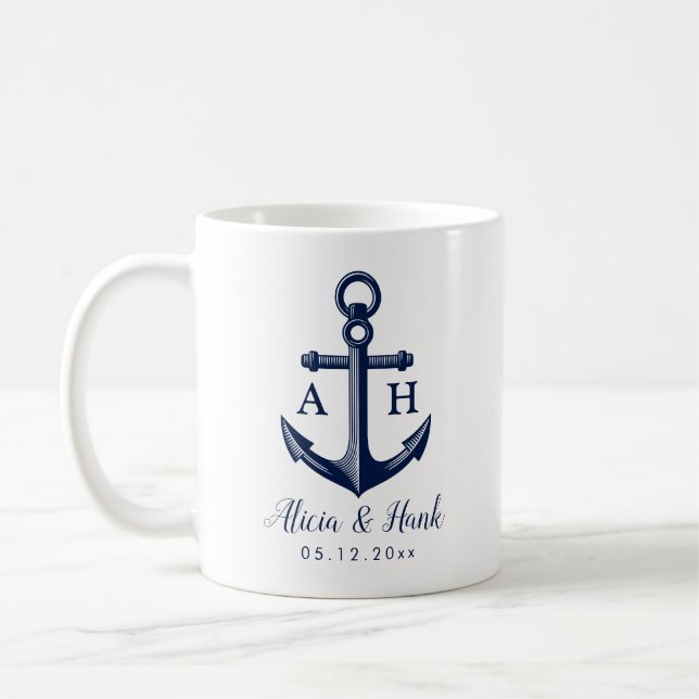 Nautical Theme Couple Monograms Coffee Mug (Left)