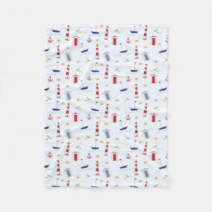 Nautical Theme Fleece Blanket, 30"x40" Blanket