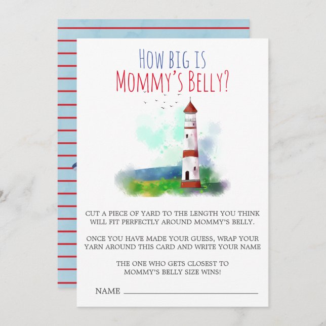 Nautical Theme  How Big Is Mummy’s Belly card (Front/Back)
