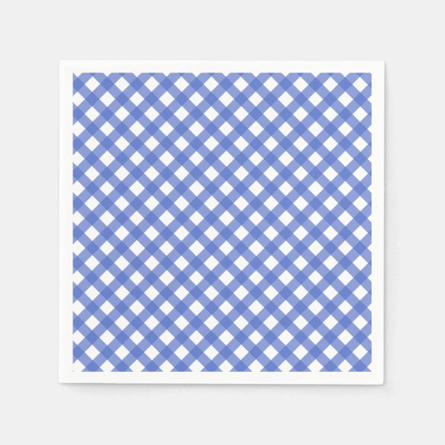 Nautical Theme - Navy Blue Gingham Paper Napkins (Front)