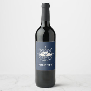 Nautical Theme Navy Blue Your Text Wine Label