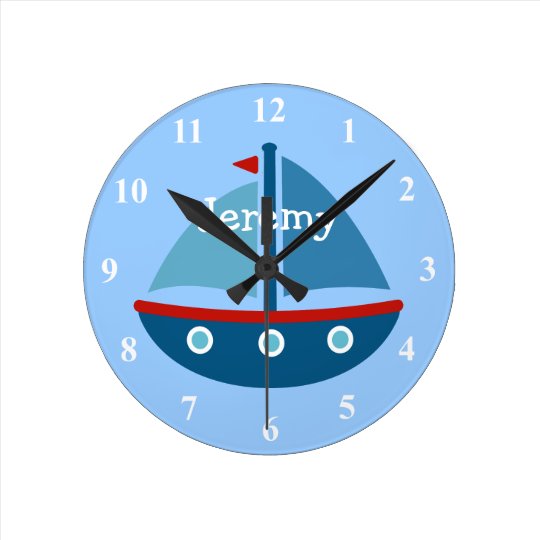 Nautical Theme Sail Boat Wall Clock For Kids Room Zazzle Com Au - Nautical Wall Clocks Australia