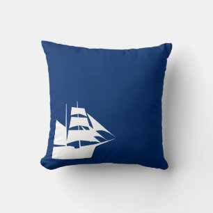 Nautical Theme Sailboat Blue Cushion