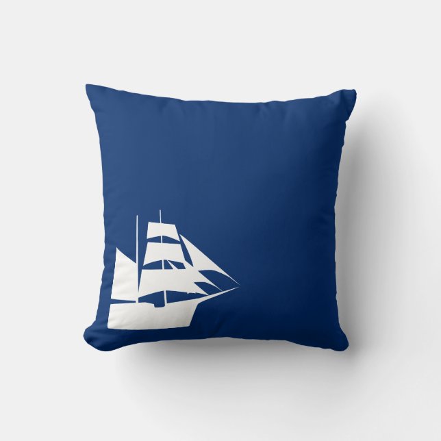 Nautical Theme Sailboat Blue Cushion (Front)
