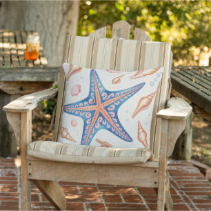 Nautical Theme sea shell starfish Cushion