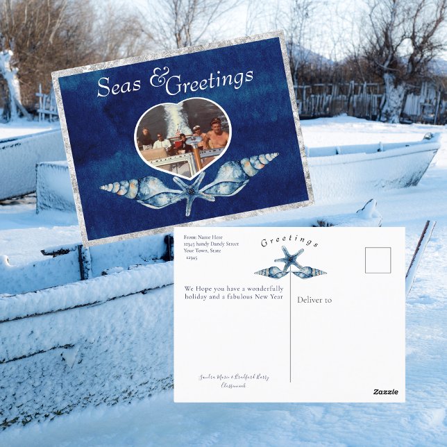 Nautical-theme Seas and Greetings Holiday Postcard (Creator Uploaded)