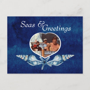 Nautical-theme Seas and Greetings Holiday Postcard