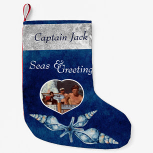Nautical-theme Seas and Greetings Small Christmas Stocking
