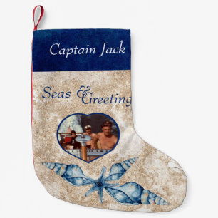 Nautical-theme Seas and Greetings Small Christmas Stocking