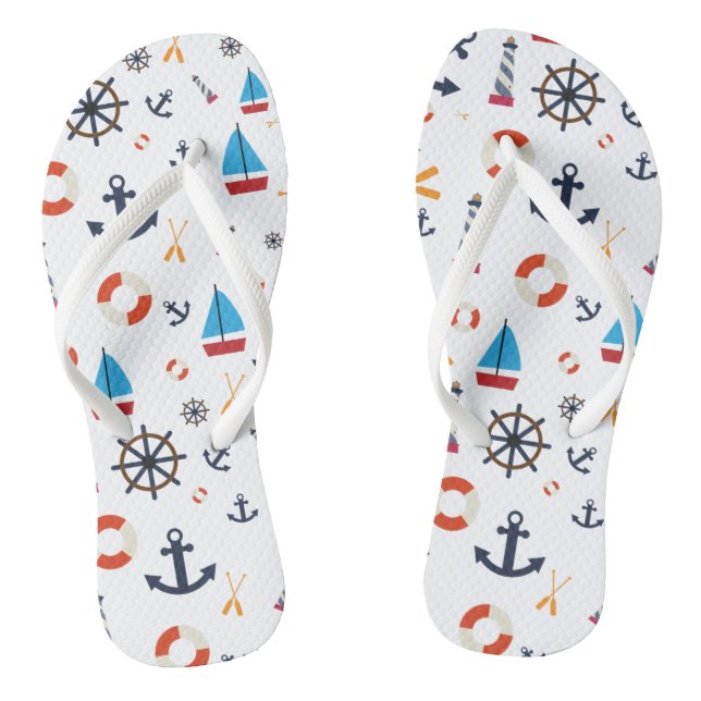 Nautical Theme Thunder_Cove  Thongs (Footbed)