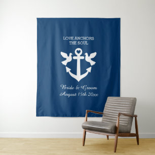 Nautical theme wedding custom photo backdrop tapestry
