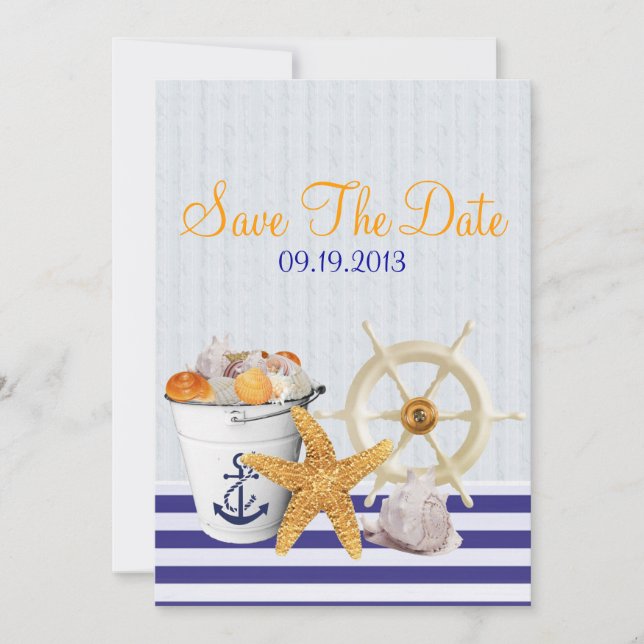 Nautical Theme  Wedding Save the Date (Front)