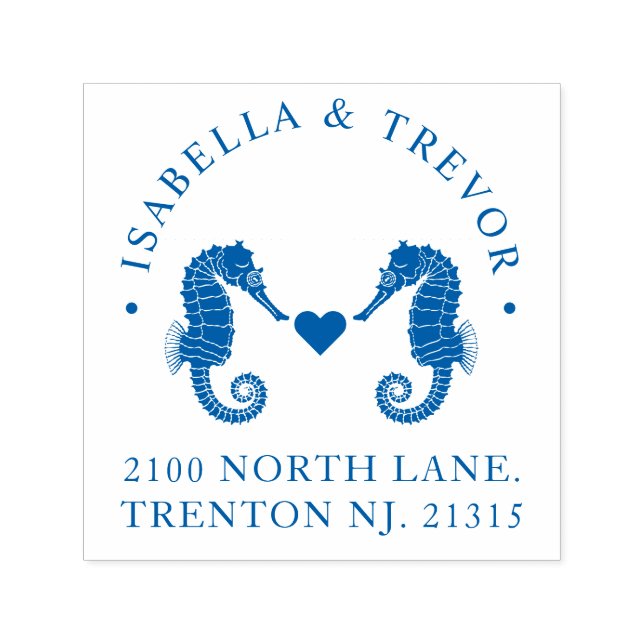Nautical Theme Wedding Seahorses Custom Self-inking Stamp (Design)