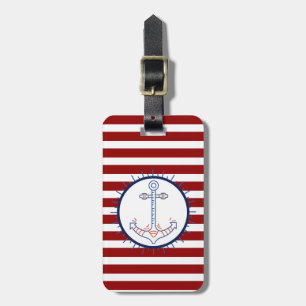Nautical Themed Anchor Sailing Blue Red White Luggage Tag