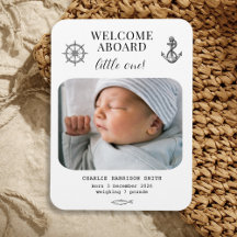 Nautical themed Baby Birth Announcement