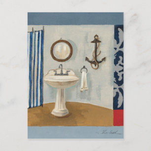 Nautical Themed Bathroom Postcard