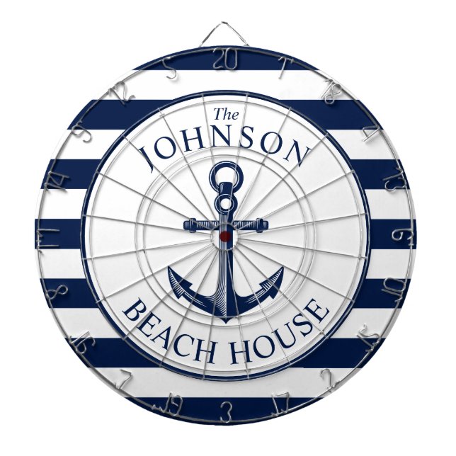 Nautical Themed Beach House Anchor Dartboard (Front)