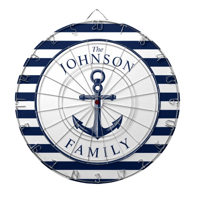 Nautical Themed Beach House Anchor Family Dartboard (Front)