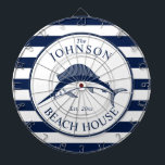 Nautical Themed Beach House Swordfish Dartboard<br><div class="desc">A fully customisable and fun dartboard set with a unique nautical theme. It features a swordfish centred in the middle in a vibrant navy and white colour scheme. All elements are on unlocked and adjustable,  so have fun creating and making it your own.</div>