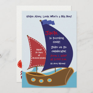 Nautical Themed Birthday Invite- Sailing Bday Invitation