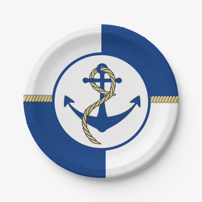Nautical Themed Boat Anchor Paper Plate (Front)