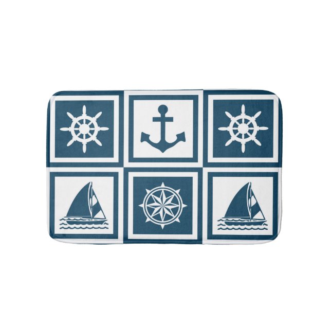 Nautical themed design bath mat (Front)