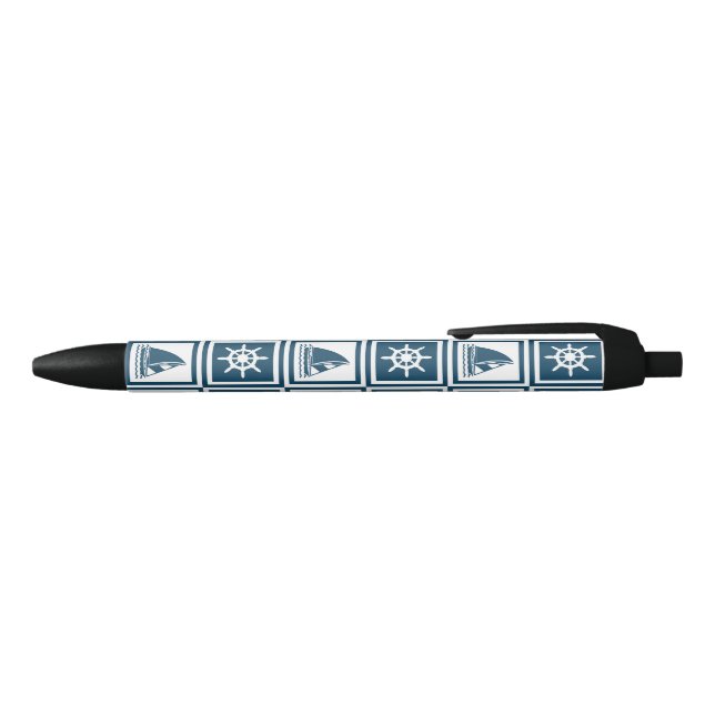 Nautical themed design black ink pen (Top)