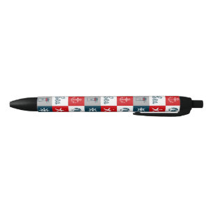 Nautical themed design black ink pen