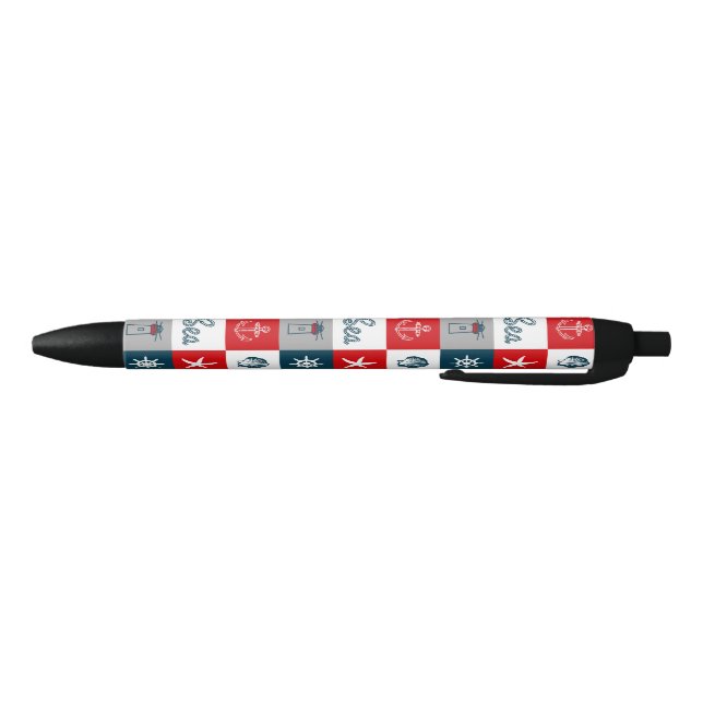 Nautical themed design black ink pen (Bottom)