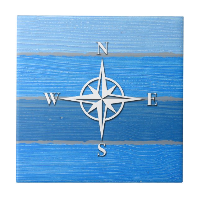 Nautical themed design ceramic tile (Front)