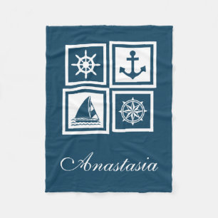 Nautical themed design fleece blanket