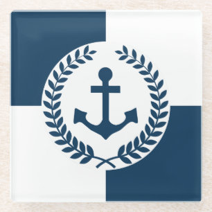 Nautical themed design glass coaster