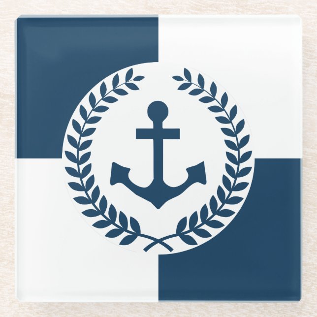 Nautical themed design glass coaster (Front)