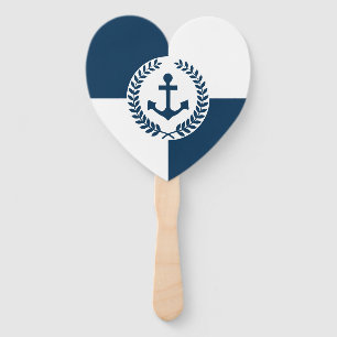 Nautical themed design hand fan
