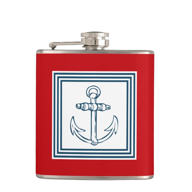 Nautical themed design hip flask (Front)