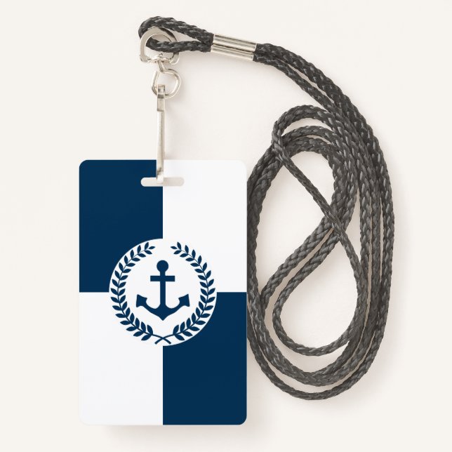 Nautical themed design ID badge (Front with Lanyard)