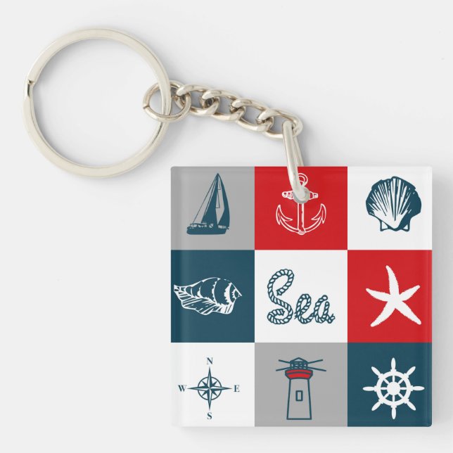 Nautical themed design key ring (Front)