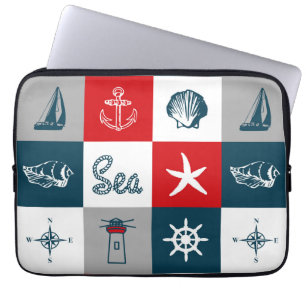 Nautical themed design laptop sleeve