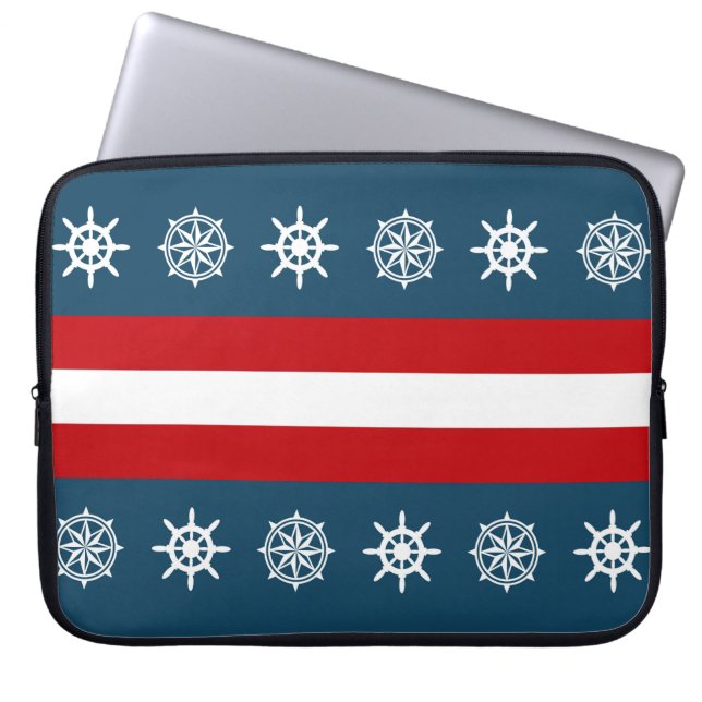 Nautical themed design laptop sleeve (Front)