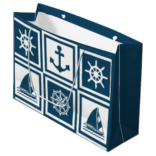 Nautical themed design large gift bag