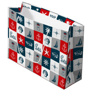 Nautical themed design large gift bag