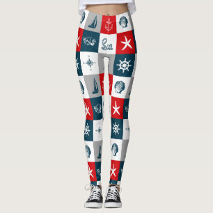 Nautical themed design leggings