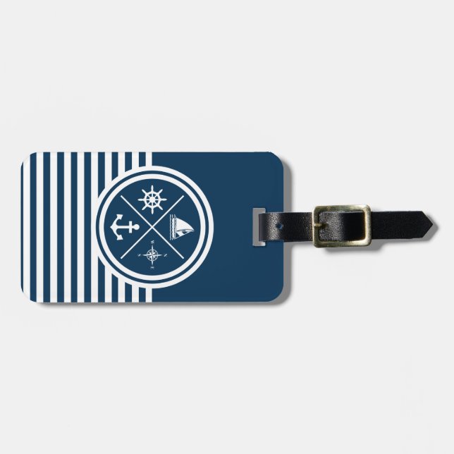 Nautical themed design luggage tag (Front Horizontal)