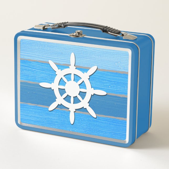 Nautical themed design metal lunch box (Front)