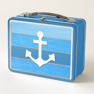 Nautical themed design metal lunch box