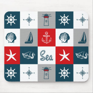 Nautical themed design mouse pad