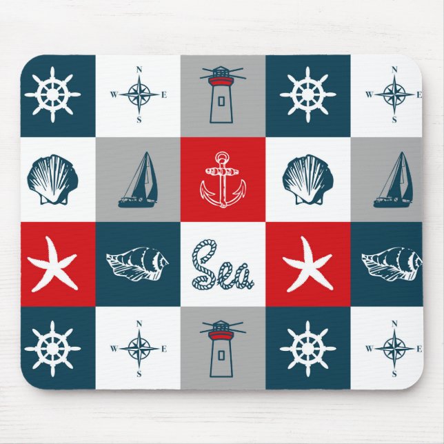 Nautical themed design mouse pad (Front)