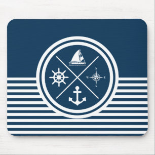 Nautical themed design mouse pad